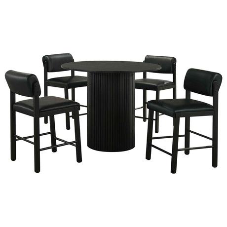 Hamlyn Black 5-piece Round Wood Counter Height Dining Set by Coaster at Eve Furniture