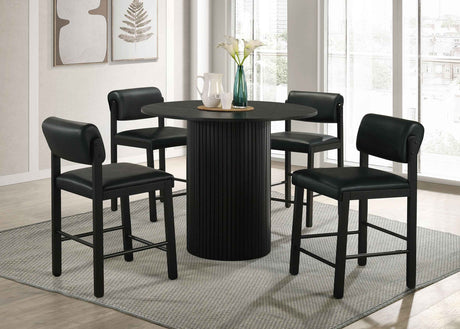 Hamlyn Black 5-piece Round Wood Counter Height Dining Set by Coaster at Eve Furniture