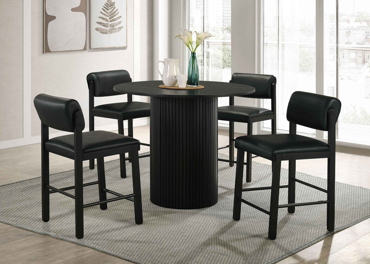 Hamlyn Black 5-piece Round Wood Counter Height Dining Set by Coaster at Eve Furniture