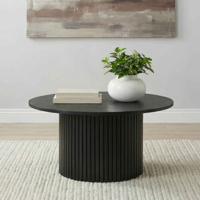 Hamlyn Black Round Fluted Occasional Cocktail Coffee Table by Coaster at Eve Furniture