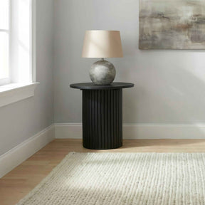 Hamlyn Black Round Fluted Occasional Side End Table by Coaster at Eve Furniture