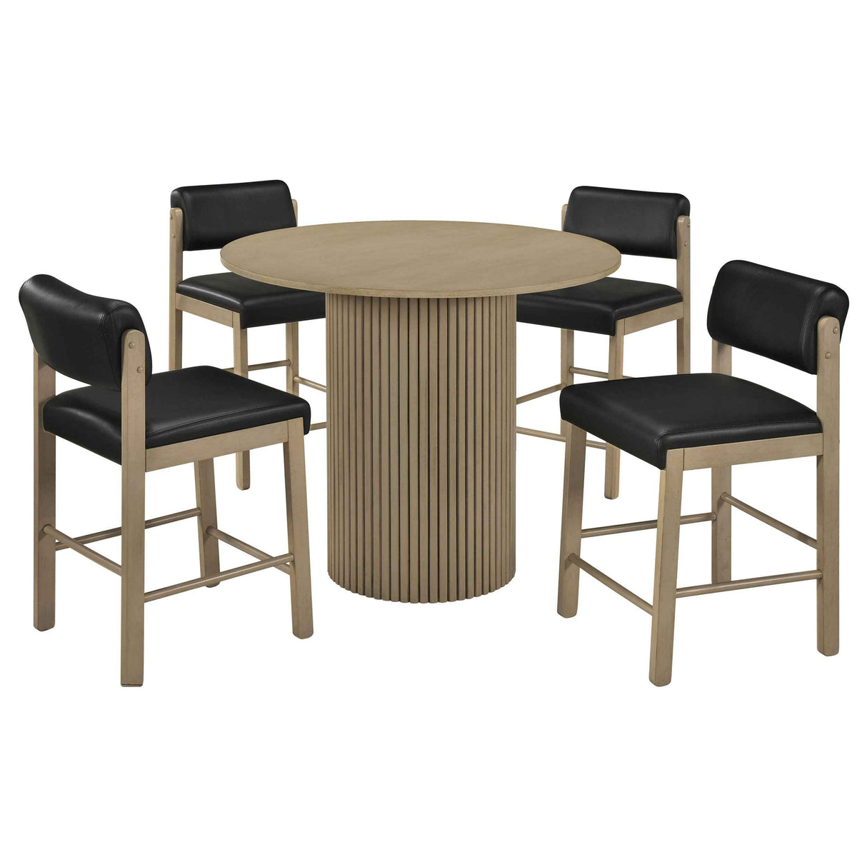 Hamlyn Black/Natural Oak 5-piece Round Wood Counter Height Dining Set by Coaster at Eve Furniture