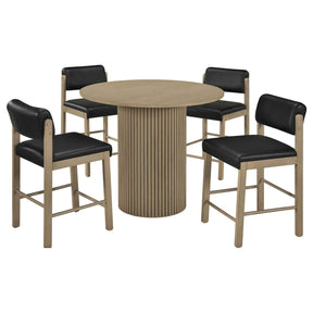 Hamlyn Black/Natural Oak 5-piece Round Wood Counter Height Dining Set by Coaster at Eve Furniture