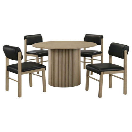 Hamlyn Black/Natural Oak 5-piece Round Wood Dining Set by Coaster at Eve Furniture