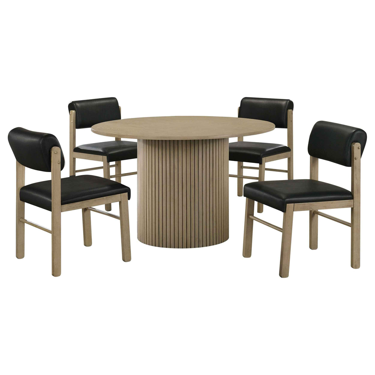 Hamlyn Black/Natural Oak 5-piece Round Wood Dining Set by Coaster at Eve Furniture