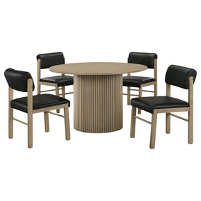 Hamlyn Black/Natural Oak 5-piece Round Wood Dining Set by Coaster at Eve Furniture