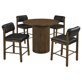 Hamlyn Black/Walnut 5-piece Round Wood Counter Height Dining Set by Coaster at Eve Furniture