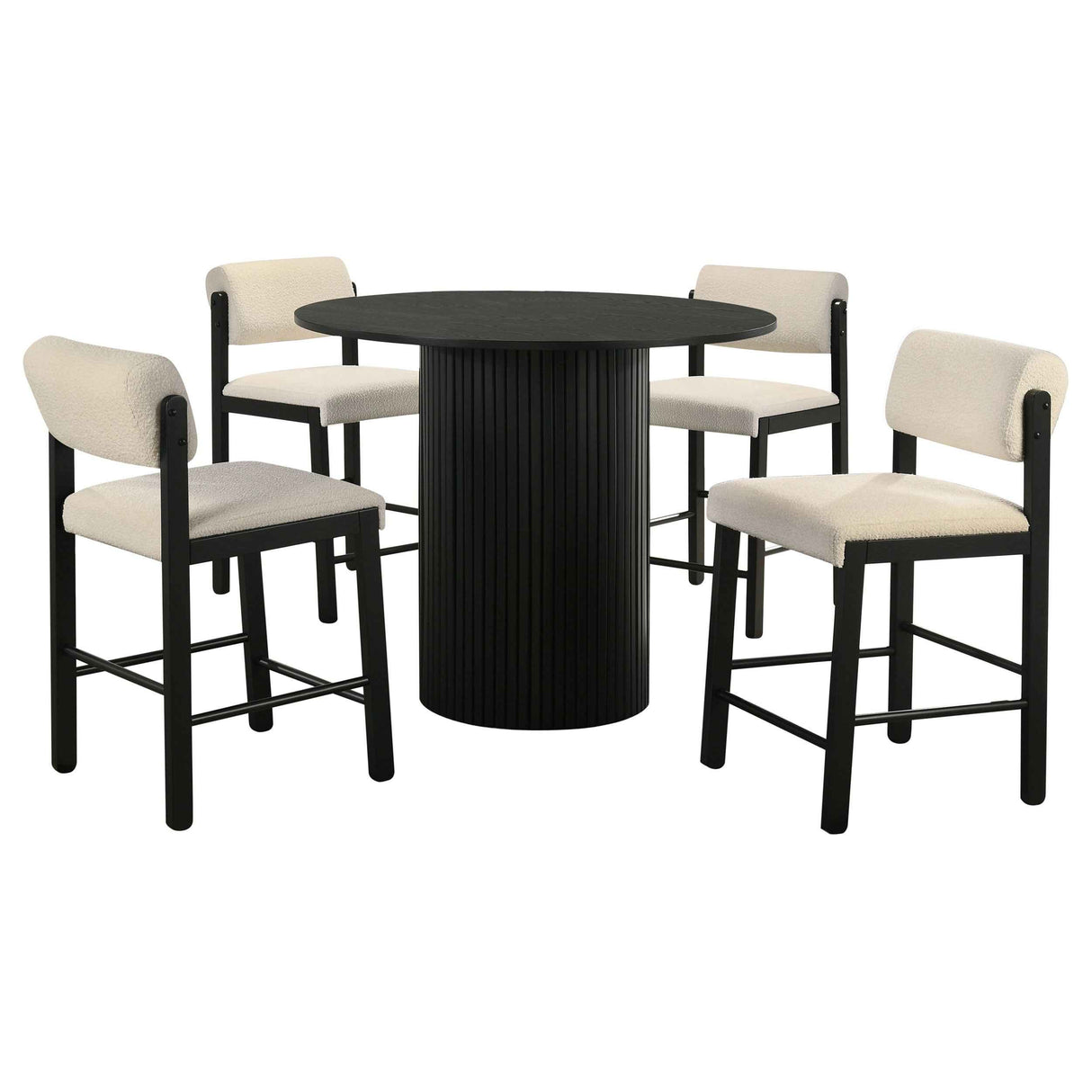Hamlyn Cream/Black 5-piece Round Wood Counter Height Dining Set by Coaster at Eve Furniture
