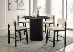 Hamlyn Cream/Black 5-piece Round Wood Counter Height Dining Set by Coaster at Eve Furniture