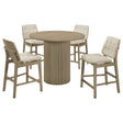 Hamlyn Cream/Natural Oak 5-piece Round Wood Counter Height Dining Set by Coaster at Eve Furniture