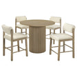 Hamlyn Cream/Natural Oak 5-piece Round Wood Counter Height Dining Set by Coaster at Eve Furniture