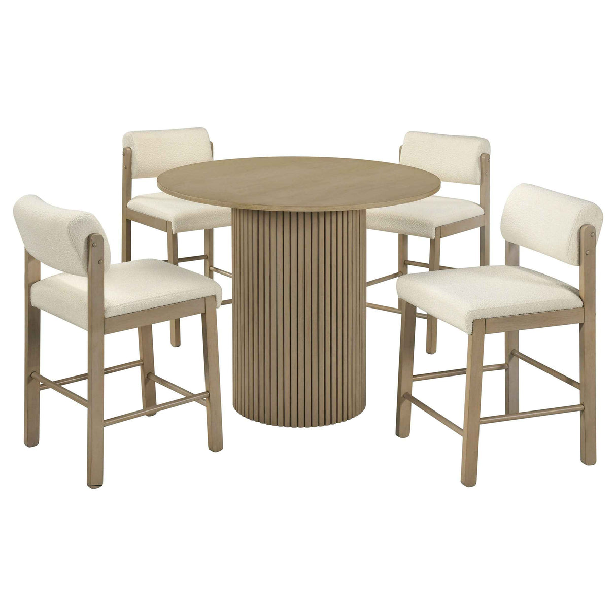 Hamlyn Cream/Natural Oak 5-piece Round Wood Counter Height Dining Set by Coaster at Eve Furniture