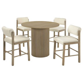 Hamlyn Cream/Natural Oak 5-piece Round Wood Counter Height Dining Set by Coaster at Eve Furniture