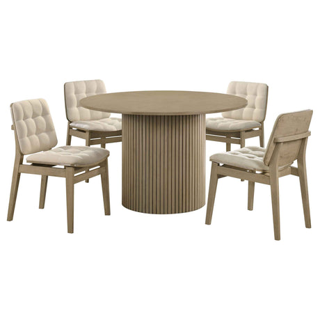 Hamlyn Cream/Natural Oak 5-piece Round Wood Dining Set by Coaster at Eve Furniture