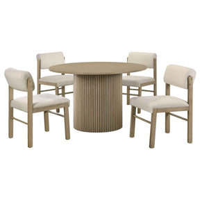 Hamlyn Cream/Natural Oak 5-piece Round Wood Dining Set by Coaster at Eve Furniture