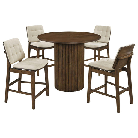 Hamlyn Cream/Walnut 5-piece Round Wood Counter Height Dining Set by Coaster at Eve Furniture