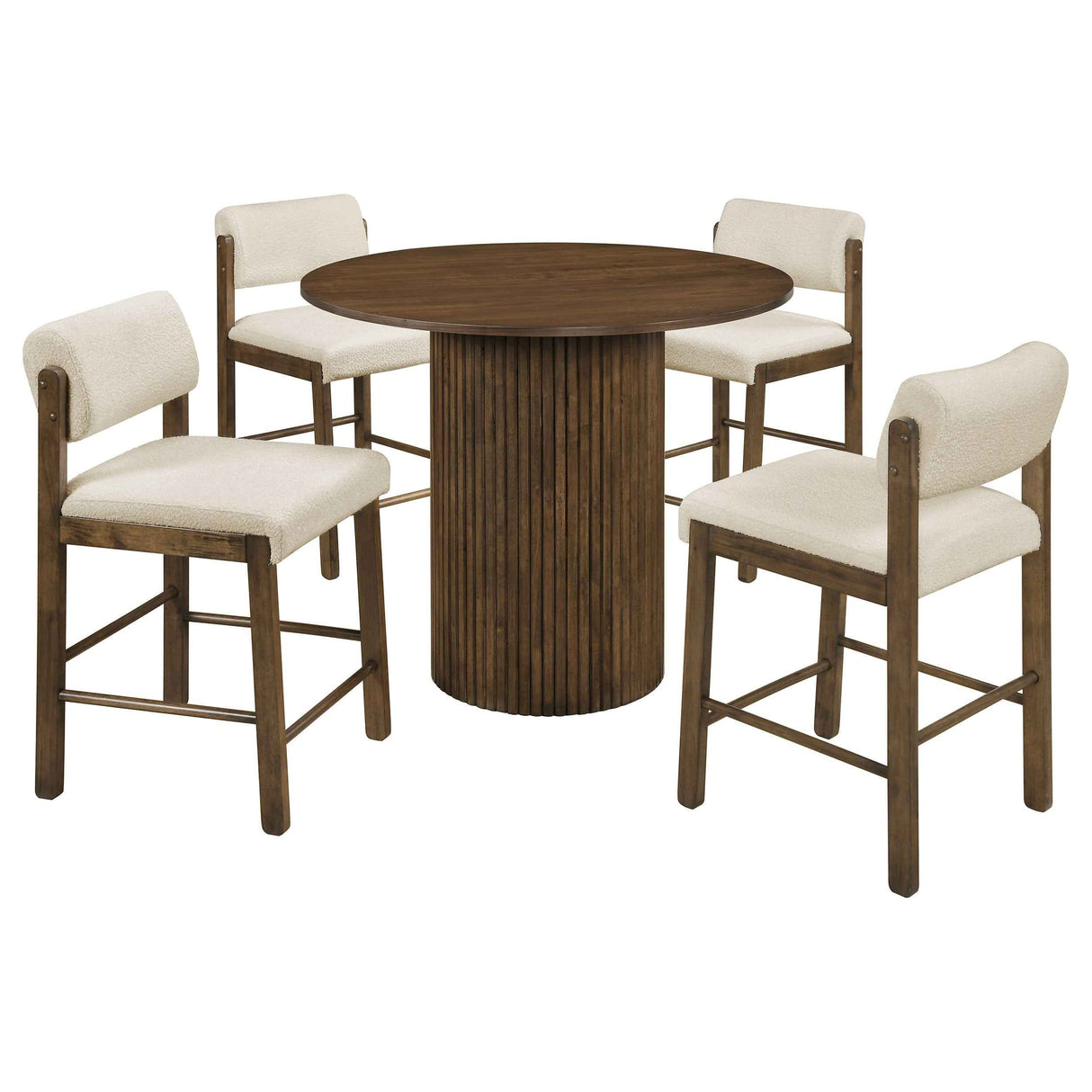 Hamlyn Cream/Walnut 5-piece Round Wood Counter Height Dining Set by Coaster at Eve Furniture