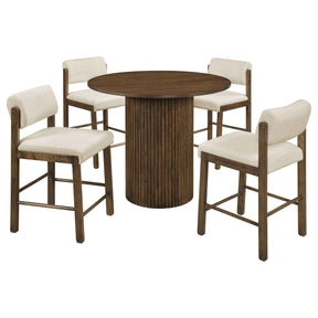 Hamlyn Cream/Walnut 5-piece Round Wood Counter Height Dining Set by Coaster at Eve Furniture