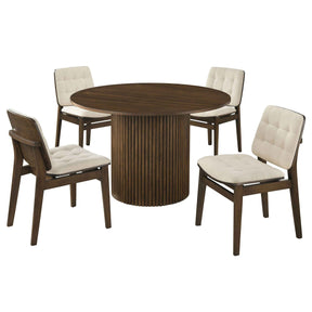 Hamlyn Cream/Walnut 5-piece Round Wood Dining Set by Coaster at Eve Furniture