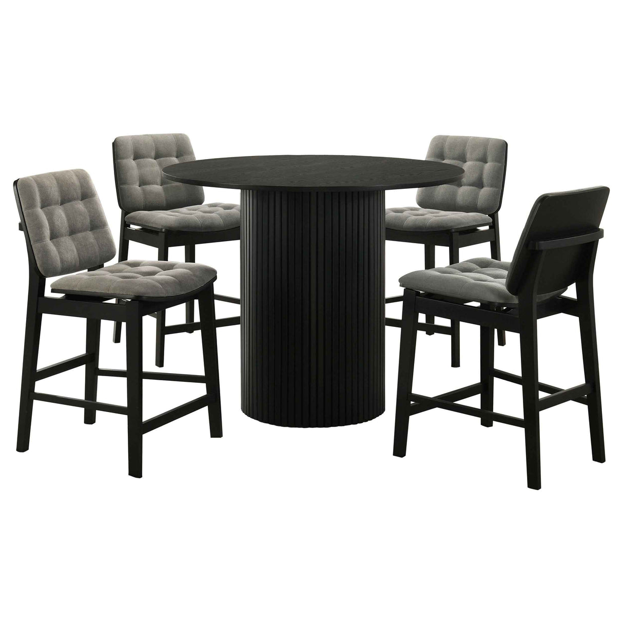 Hamlyn Grey/Black 5-piece Round Wood Counter Height Dining Set by Coaster at Eve Furniture