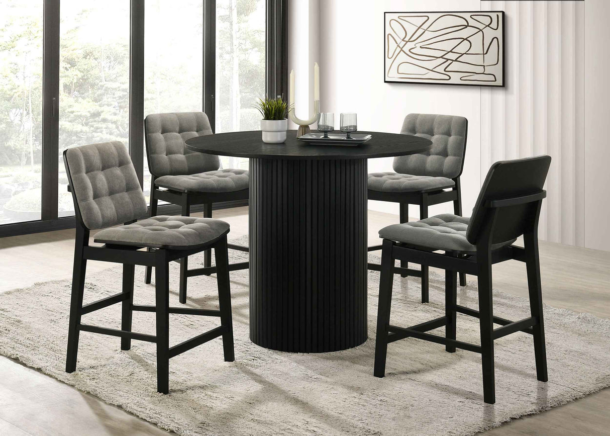 Hamlyn Grey/Black 5-piece Round Wood Counter Height Dining Set by Coaster at Eve Furniture