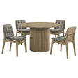Hamlyn Grey/Natural Oak 5-piece Round Wood Dining Set by Coaster at Eve Furniture