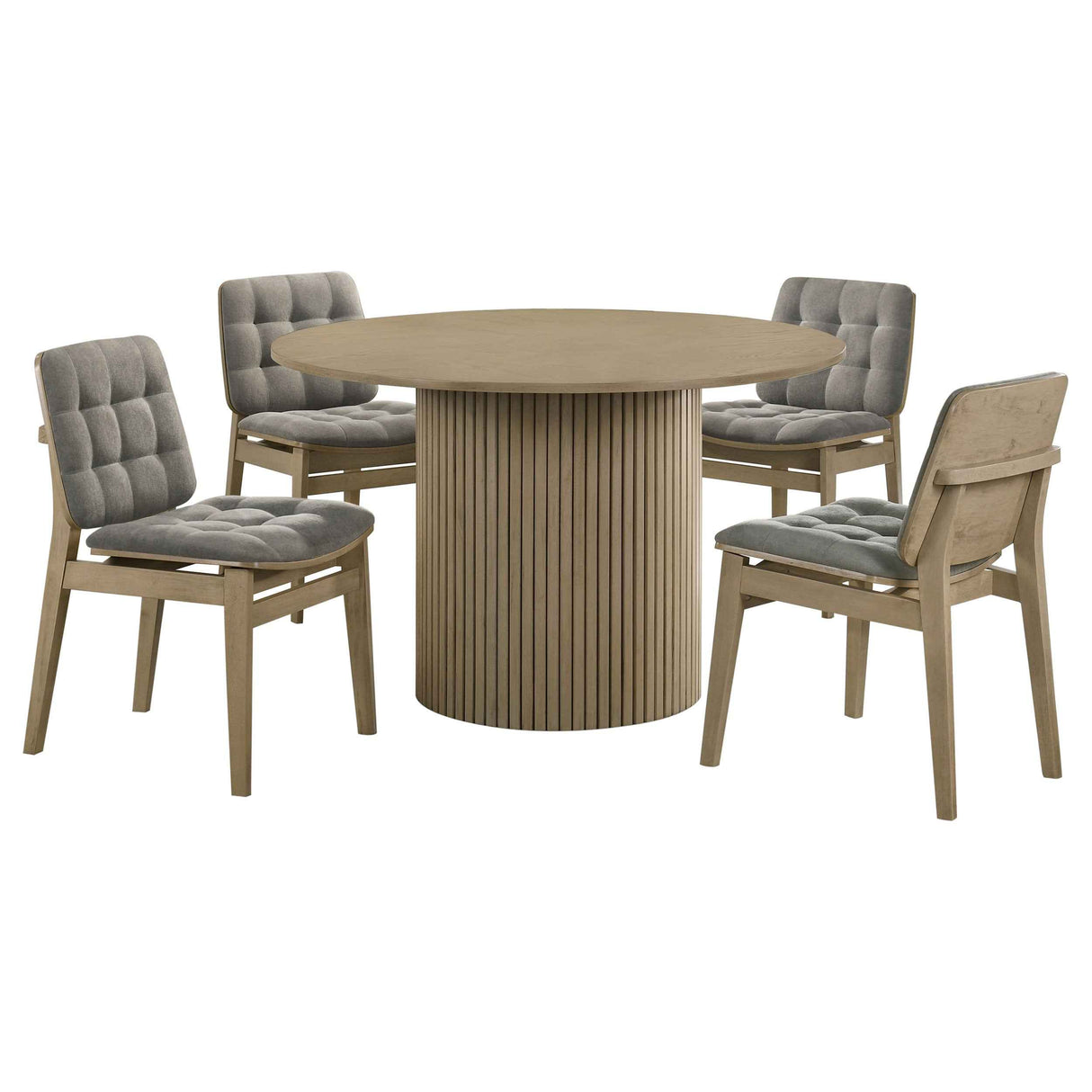 Hamlyn Grey/Natural Oak 5-piece Round Wood Dining Set by Coaster at Eve Furniture