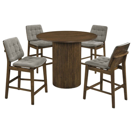 Hamlyn Grey/Walnut 5-piece Round Wood Counter Height Dining Set by Coaster at Eve Furniture