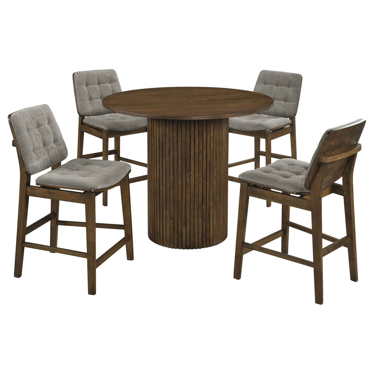 Hamlyn Grey/Walnut 5-piece Round Wood Counter Height Dining Set by Coaster at Eve Furniture