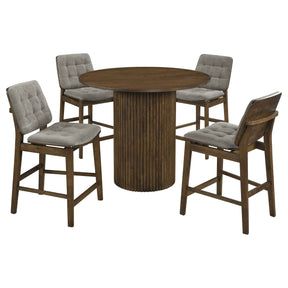 Hamlyn Grey/Walnut 5-piece Round Wood Counter Height Dining Set by Coaster at Eve Furniture