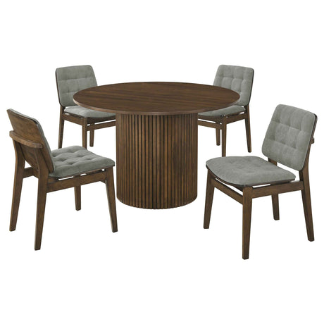 Hamlyn Grey/Walnut 5-piece Round Wood Dining Set by Coaster at Eve Furniture