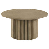 Hamlyn Natural Oak 3-piece Round Fluted Coffee and End Table Set by Coaster at Eve Furniture