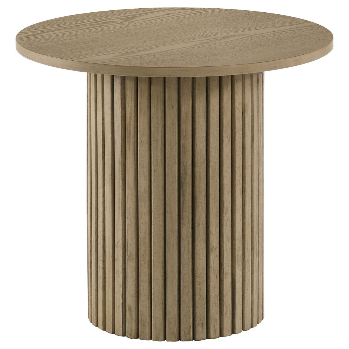 Hamlyn Natural Oak Round Fluted Occasional Side End Table by Coaster at Eve Furniture