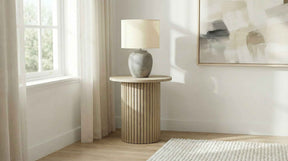 Hamlyn Natural Oak Round Fluted Occasional Side End Table by Coaster at Eve Furniture