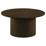 Hamlyn Walnut Round Fluted Occasional Cocktail Coffee Table by Coaster at Eve Furniture