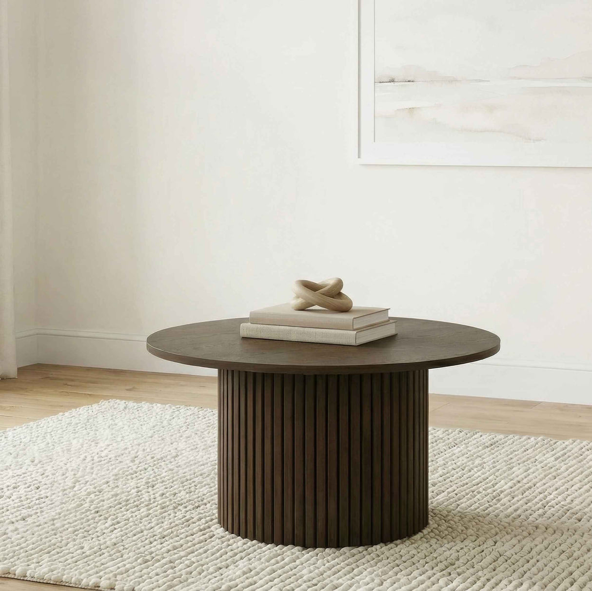 Hamlyn Walnut Round Fluted Occasional Cocktail Coffee Table by Coaster at Eve Furniture