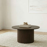 Hamlyn Walnut Round Fluted Occasional Cocktail Coffee Table by Coaster at Eve Furniture