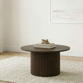 Hamlyn Walnut Round Fluted Occasional Cocktail Coffee Table by Coaster at Eve Furniture