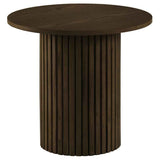 Hamlyn Walnut Round Fluted Occasional Side End Table by Coaster at Eve Furniture
