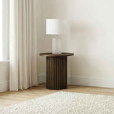 Hamlyn Walnut Round Fluted Occasional Side End Table by Coaster at Eve Furniture
