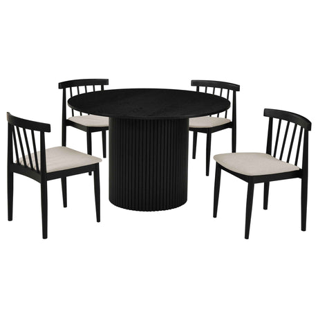 Hamlyn Wheat/Black 5-piece Round Wood Dining Set by Coaster at Eve Furniture