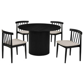 Hamlyn Wheat/Black 5-piece Round Wood Dining Set by Coaster at Eve Furniture