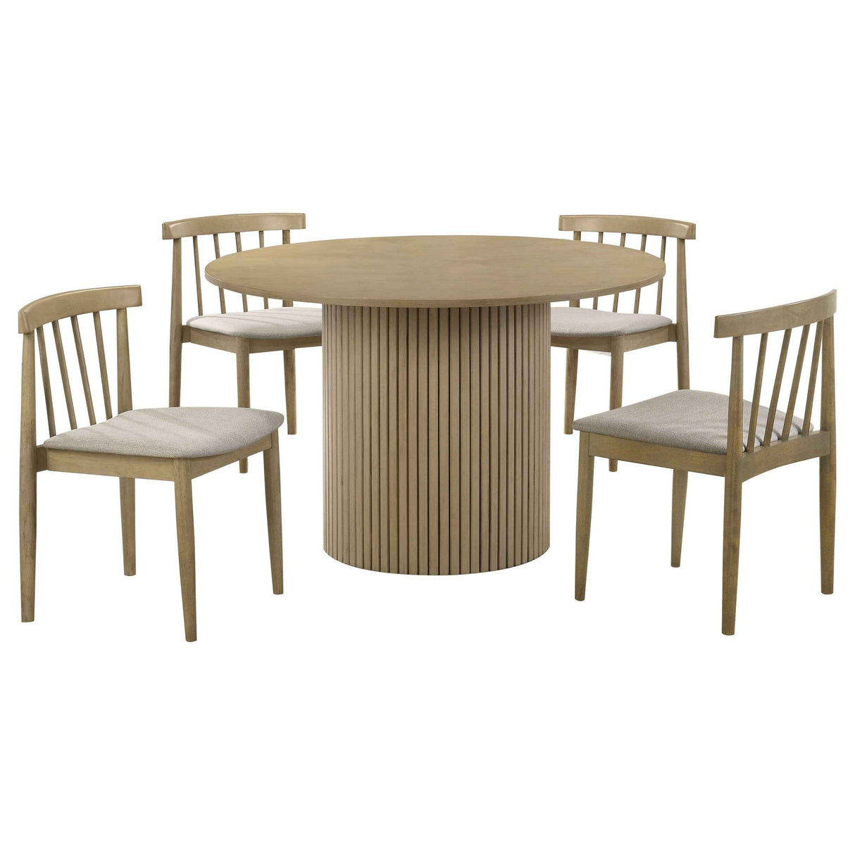 Hamlyn Wheat/Natural Oak 5-piece Round Wood Dining Set by Coaster at Eve Furniture