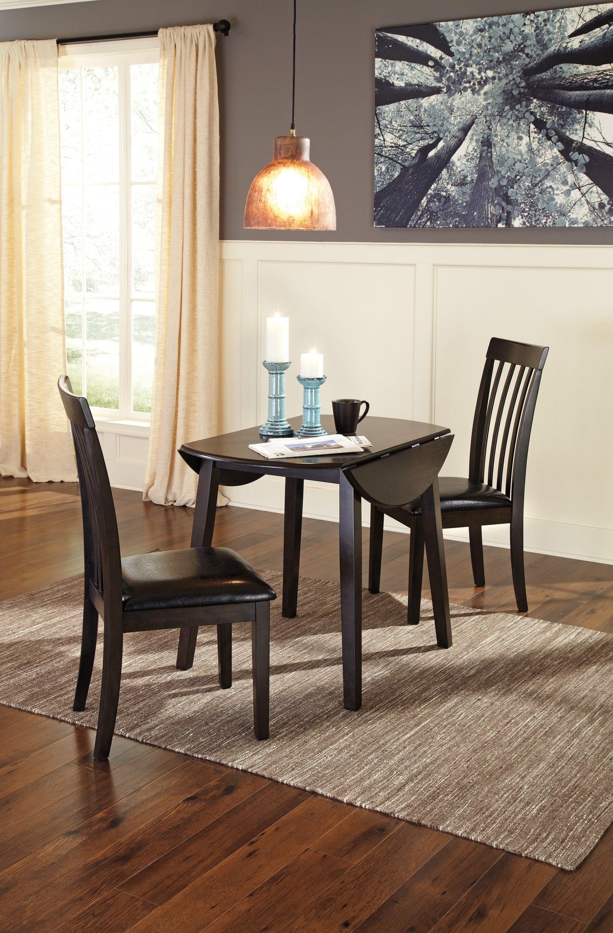 Hammis Dark Brown 3-Piece Round Drop Leaf Table Set by Ashley at Eve Furniture