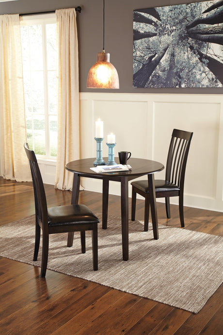 Hammis Dark Brown 3-Piece Round Drop Leaf Table Set by Ashley at Eve Furniture