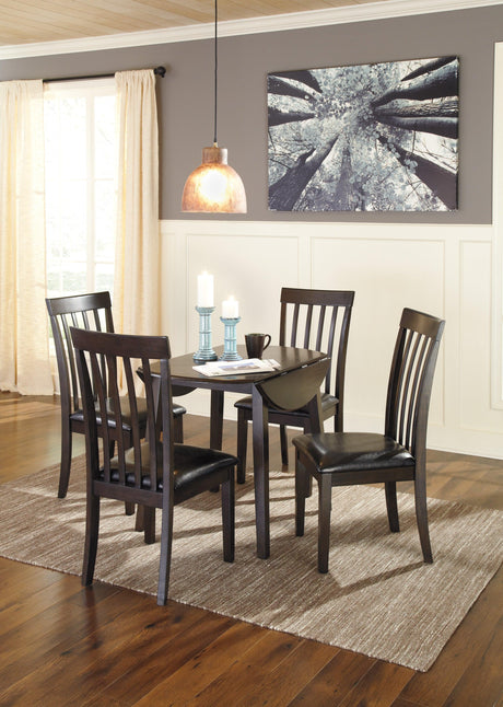 Hammis Dark Brown 5-Piece Round Drop Leaf Table Set by Ashley at Eve Furniture
