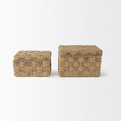Hanalei Set of 2 Seagrass Boxes with Lids by Mercana at Eve Furniture