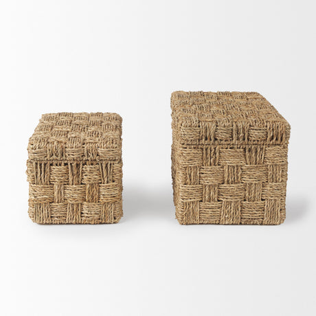 Hanalei Set of 2 Seagrass Boxes with Lids by Mercana at Eve Furniture