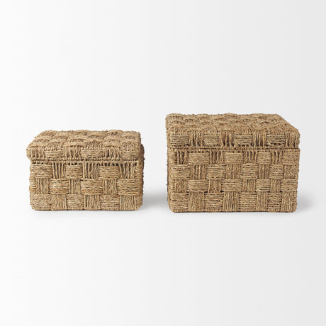 Hanalei Set of 2 Seagrass Boxes with Lids by Mercana at Eve Furniture