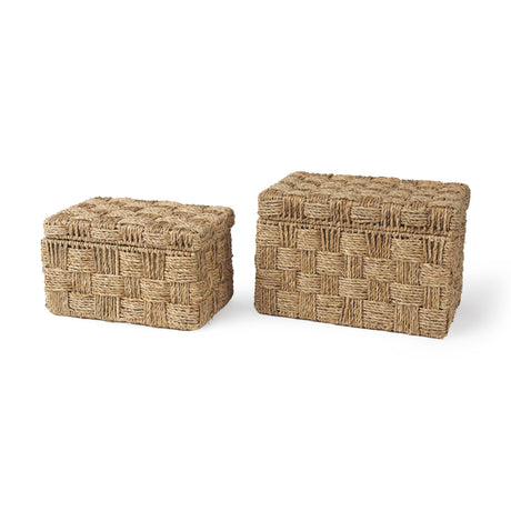 Hanalei Set of 2 Seagrass Boxes with Lids by Mercana at Eve Furniture